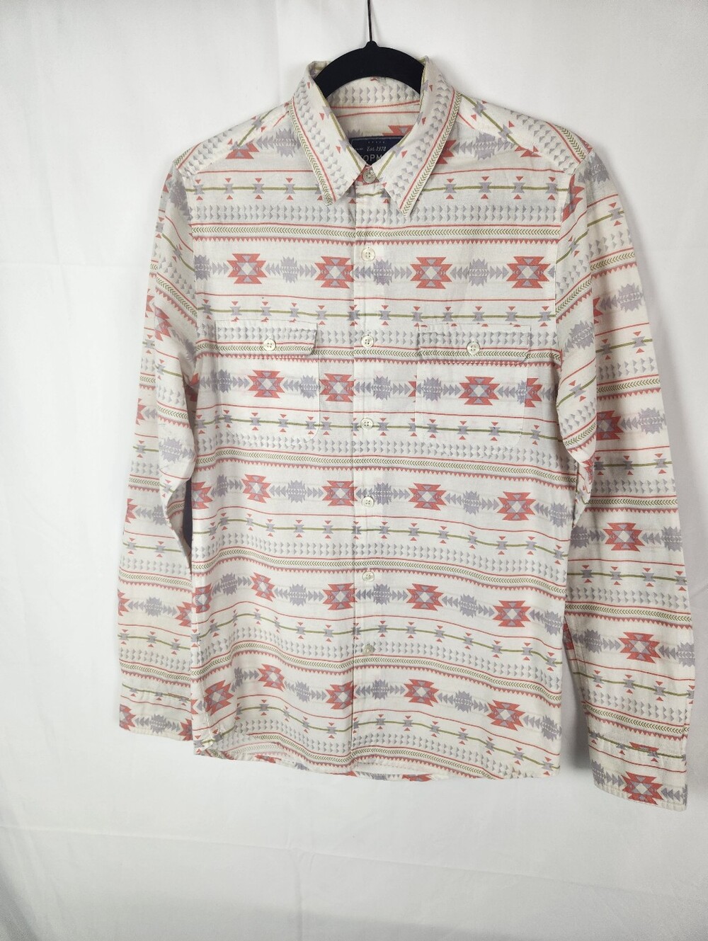 Topman Aztec Tribal Print Button Up Shirt Mens S Boho Western Festival Cotton